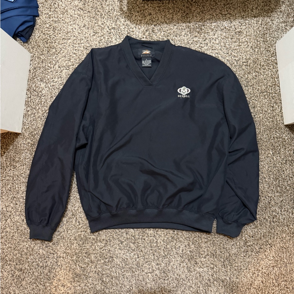 Men's V-Neck Windbreaker Sweater - Black